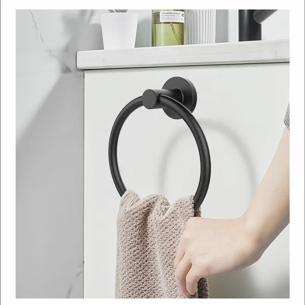SetSail Towel Holder for Bathroom/Kitchen Wall Matte Black Towel Ring NIB